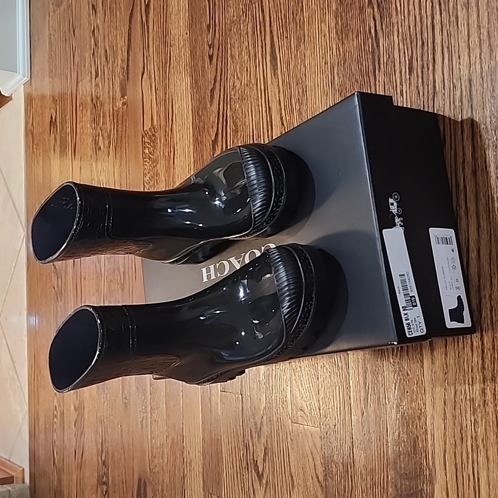 New Coach Women's Millie Embossed Pull-On Rain Booties